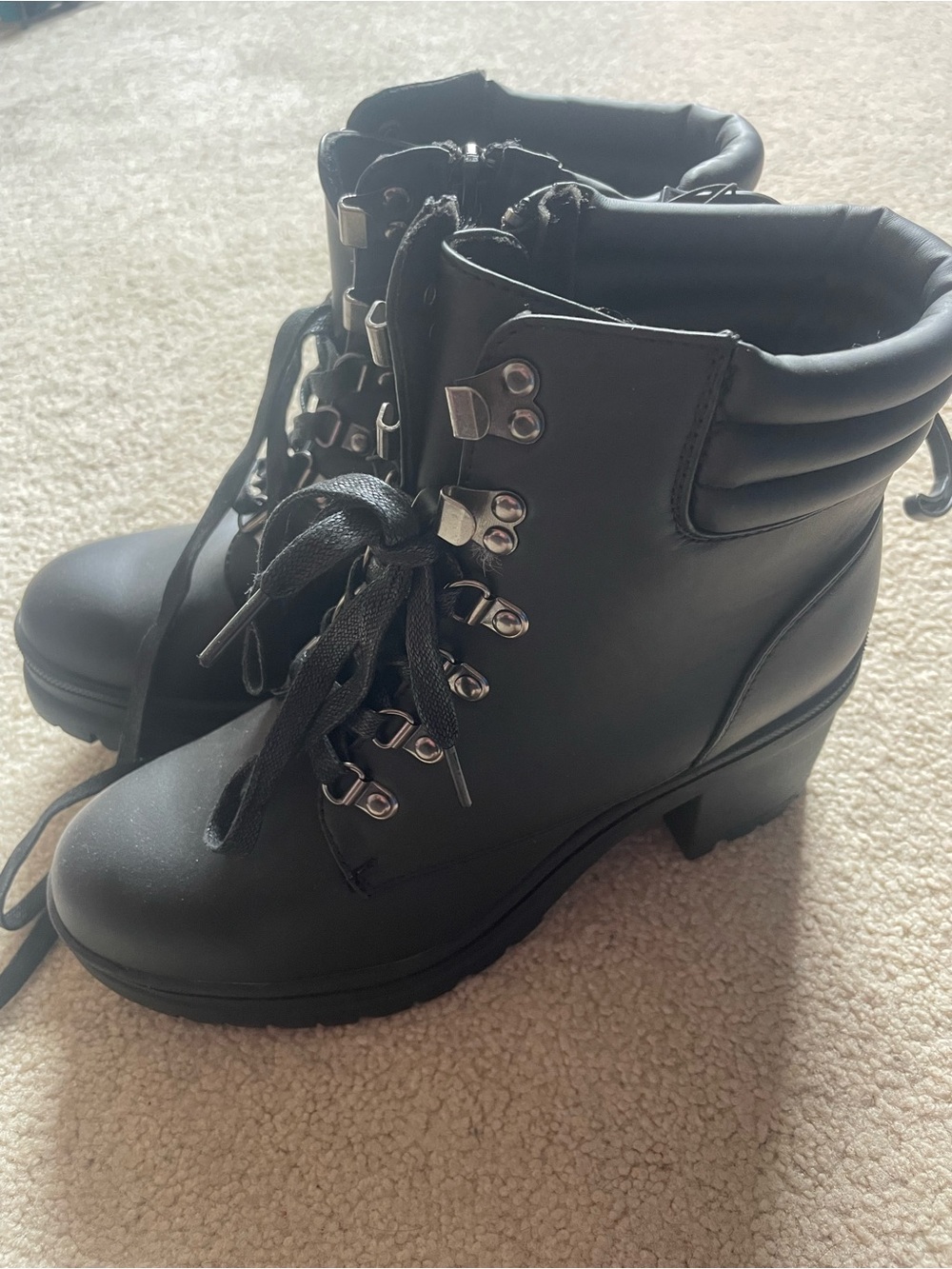 Ardene Black Lace-Up Block Heel Ankle Boots